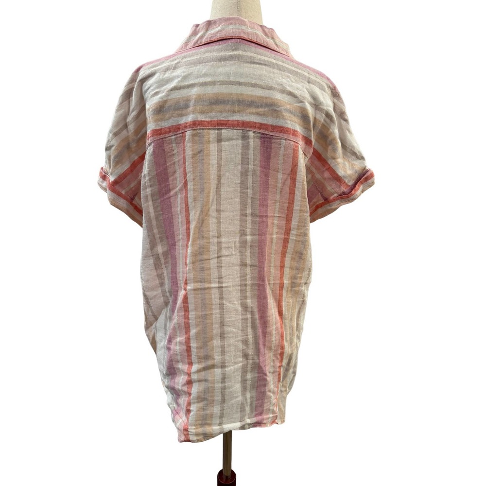 beachlunchlounge Linen Striped Button Down Shirt - Size M - Picture 4 of 8